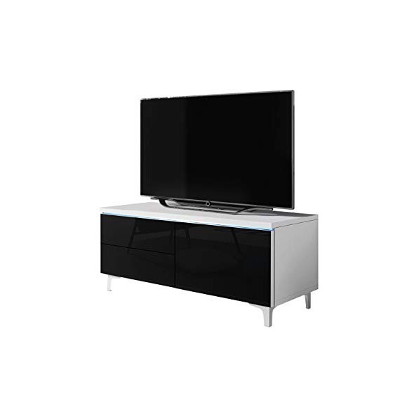 Mirjan24 Meuble TV Alvin 11 W TV avec éclairage LED, Placard, façade en Acrylique Brillant pour télévision, Meuble TV