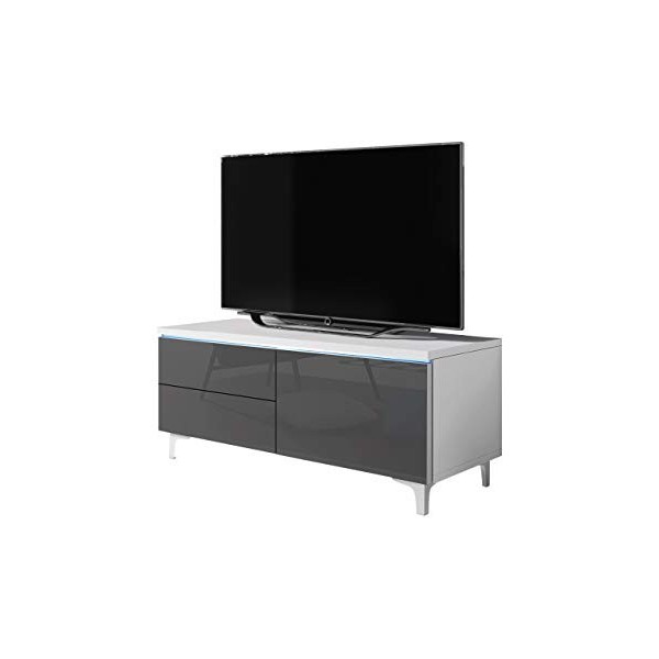 Mirjan24 Meuble TV Alvin 11 W TV avec éclairage LED, Placard, façade en Acrylique Brillant pour télévision, Meuble TV