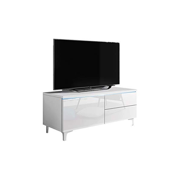 Mirjan24 Meuble TV Alvin 11 W TV avec éclairage LED, Placard, façade en Acrylique Brillant pour télévision, Meuble TV