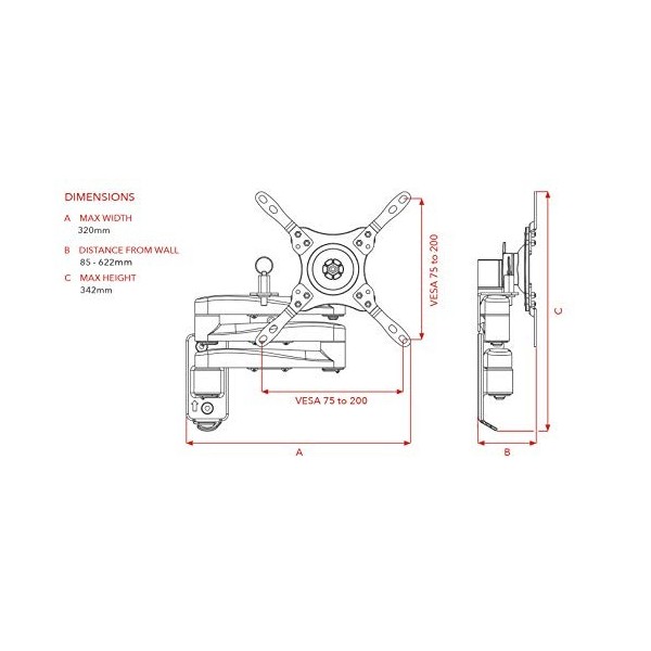 Support TV Cantilever – Utilisation avec jusquà 3 Bras universels et Double Verrouillage.