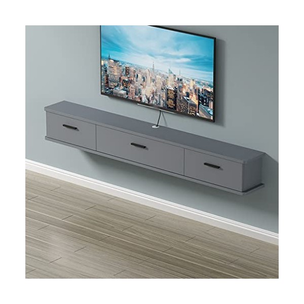 KEFFOR Étagère TV Flottante en Bois, Murale Meuble TV Suspendu Bois TV Meuble avec Gestion des Câbles Convient pour Le Salon，