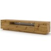 Lowboard Aura Armoire TV, 200&nbsp;cm, à suspendre ou à poser, basse, buffet, meuble HiFi, table, chêne artisanal et noir mat ave