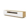 Meuble TV lowboard 200 cm - Meuble TV - Commode HiFi - Chêne Artisan - Façades blanches - Armoire autoportante blanc avec LE