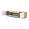 Meuble TV lowboard 200 cm - Meuble TV - Commode HiFi - Chêne Artisan - Façades blanches - Armoire autoportante blanc avec LE