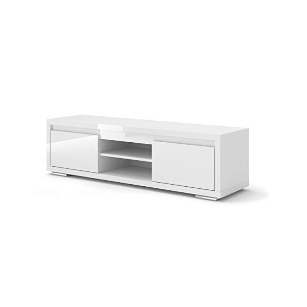 BIM Furniture Meuble TV LOWBOARD Nordic Bianco III Buffet TV Blanc laqué