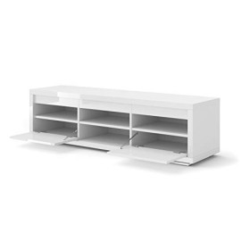 BIM Furniture Meuble TV LOWBOARD Nordic Bianco III Buffet TV Blanc laqué