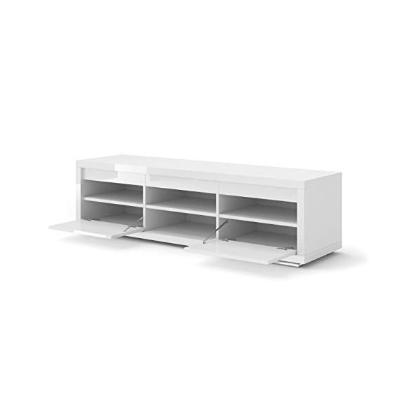 BIM Furniture Meuble TV LOWBOARD Nordic Bianco III Buffet TV Blanc laqué