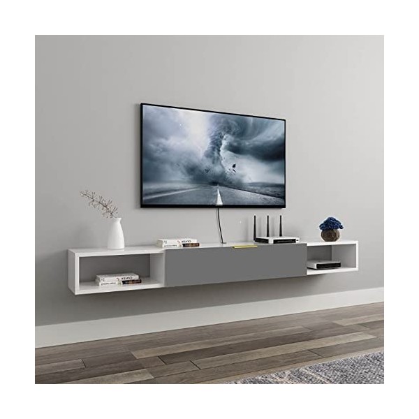 EGOMED Meuble TV Flottant Meuble TV Flottant, Centre Média Mural en Bois, Unité de Divertissement Flottant pour Chambre à Cou