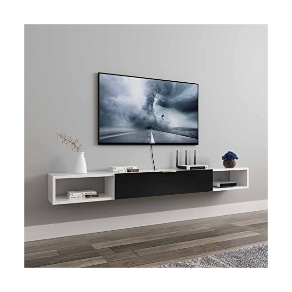 EGOMED Meuble TV Flottant Meuble TV Flottant, Centre Média Mural en Bois, Unité de Divertissement Flottant pour Chambre à Cou