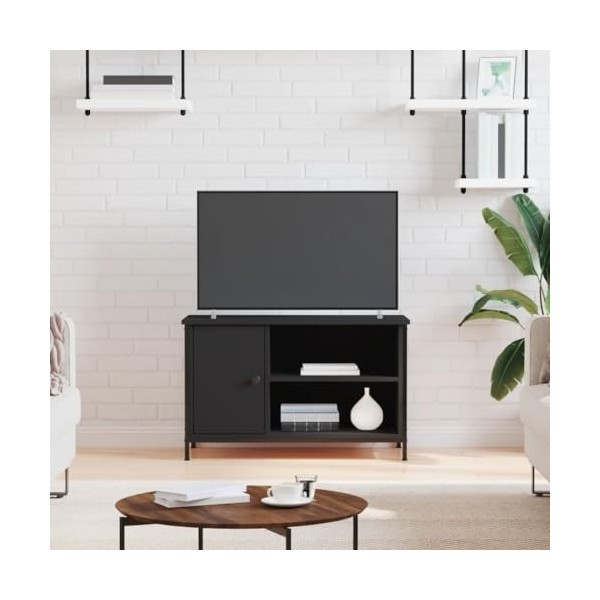 Annlera Meuble TV Chêne Sonoma 100x35x45 cm Bois dingénierie et Fer Résistance lhumidité Banc TV Maison Chambre à Coucher C