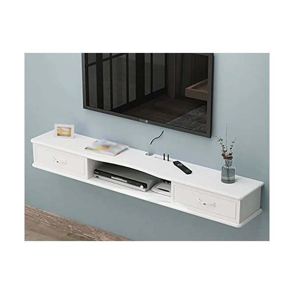 EsEntL Meuble TV Flottant, tiroir de Rangement en Bois, étagère Murale avec Trou pour Fil, Convient pour Ranger Les décodeurs