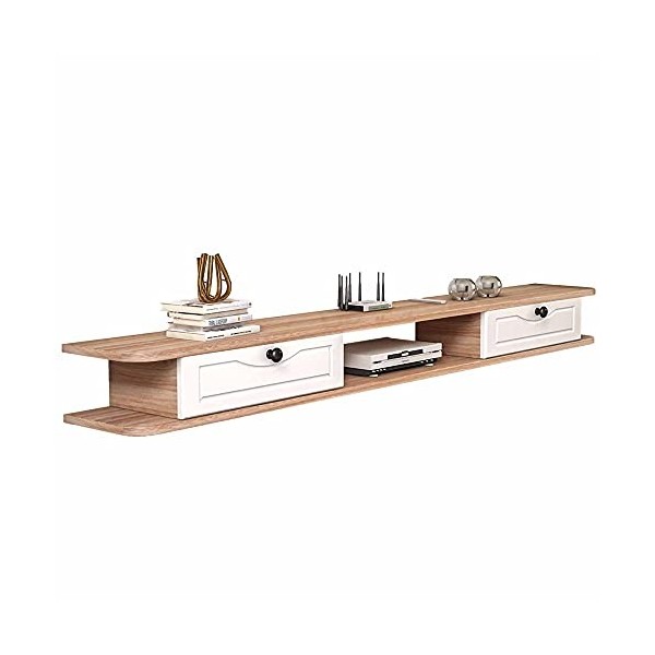 EsEntL Meuble TV Flottant, unité de Rangement TV Murale en Bois Massif Mat avec tiroirs, pour Salon, Bureau à Domicile, Salle