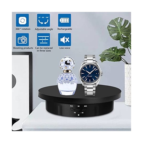 Plateau tournant électrique 3 en 1, rotatif à 360 °, plateau tournant motorisé avec télécommande pour photographie, affichage