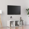 Meuble TV | Style Contemporain | Rangement matériel télé Audio Video Gaming | 107x35x37cm Blanc Brillant