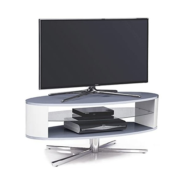 MDA Designs Orbit Meuble TV gris avec côtés elliptiques blancs pour écrans plats jusquà 55"