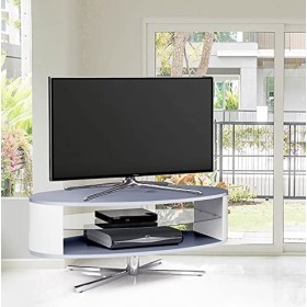 MDA Designs Orbit Meuble TV gris avec côtés elliptiques blancs pour écrans plats jusquà 55"