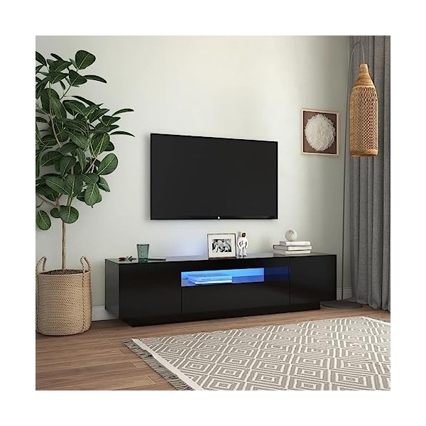 TEKEET Home Hardware Businese Meuble TV avec lumières LED Noir 160 x 35 x 40 cm