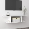 Meuble TV Murale | Style Contemporain | Rangement matériel télé Audio Video Gaming | 103x30x26,5cm Blanc