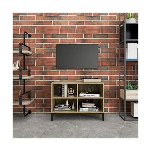 Meuble TV | Style Contemporain | Rangement matériel télé Audio Video Gaming | 69,5x30x50cm chêne Sonoma