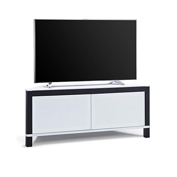 MDA Designs Volans Meuble dangle pour TV à écran plat avec panneau blanc/noir interchangeable 2 portes