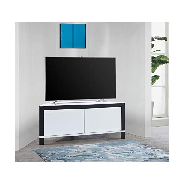 MDA Designs Volans Meuble dangle pour TV à écran plat avec panneau blanc/noir interchangeable 2 portes
