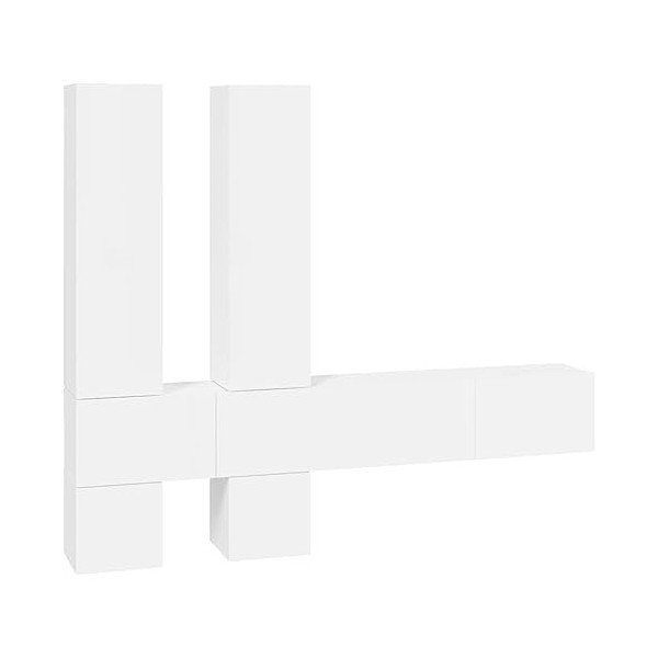 vidaXL Meuble TV Mural Flottant Centre de Divertissement Armoire Multimédia Meuble de Salle de Séjour Salon Intérieur Blanc B