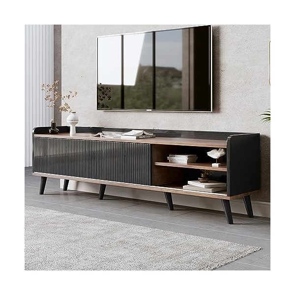 kubeier Meuble TV lowboard Vintage Meuble TV 160 cm Meuble TV Bois avec Deux tiroirs, Deux Portes coulissantes, Meuble TV Meu