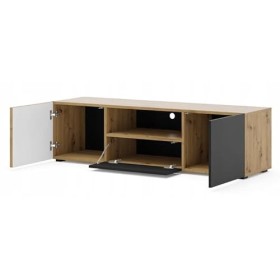 BB Loisir Meuble TV Noir/chêne Artisan 150x42x42cm AURIS Meuble Hi-FI sideboeard Commode sur Pied
