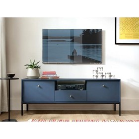 Meuble TV bas Leslin LRTV154 avec tiroir et 2 portes, meuble TV, meuble TV, meuble bas, meuble multimédia, table TV, meuble T