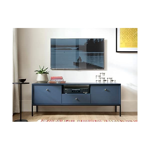 Meuble TV bas Leslin LRTV154 avec tiroir et 2 portes, meuble TV, meuble TV, meuble bas, meuble multimédia, table TV, meuble T