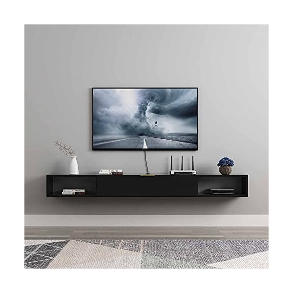 KUMIAO Meuble TV flottant, meuble de rangement mural pour TV, centre de divertissement multimédia mat pour salon, chambre à c