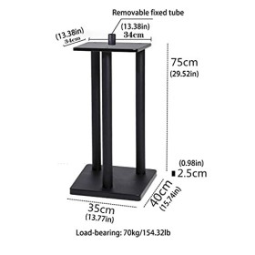 Entertainment Center Étagère pour haut-parleur Noir 75 cm de haut Convient pour lecteurs DVD, boîtes de câbles