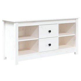 KEAAN Home Hardware Businese Meuble TV en pin massif Blanc 103 x 36,5 x 52 cm