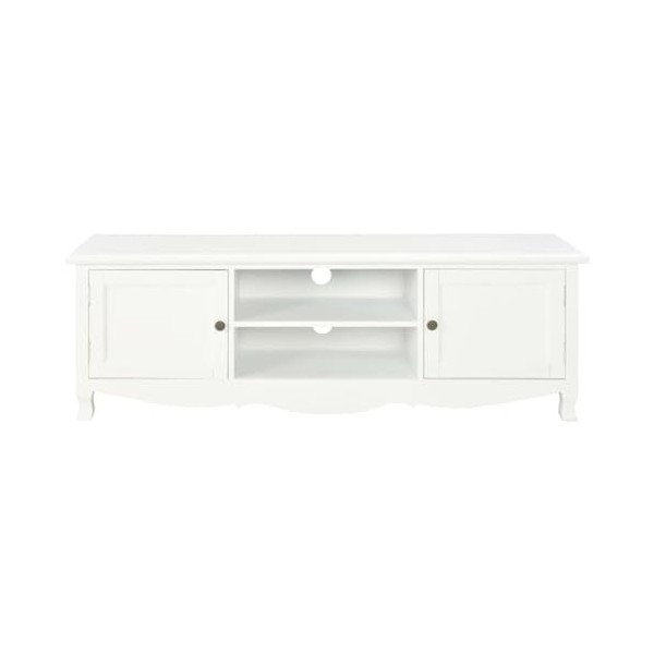 finlon [Meuble TV Moderne] Meuble TV en Bois Blanc – Console multimédia Minimaliste – Centre de Divertissement Contemporain –