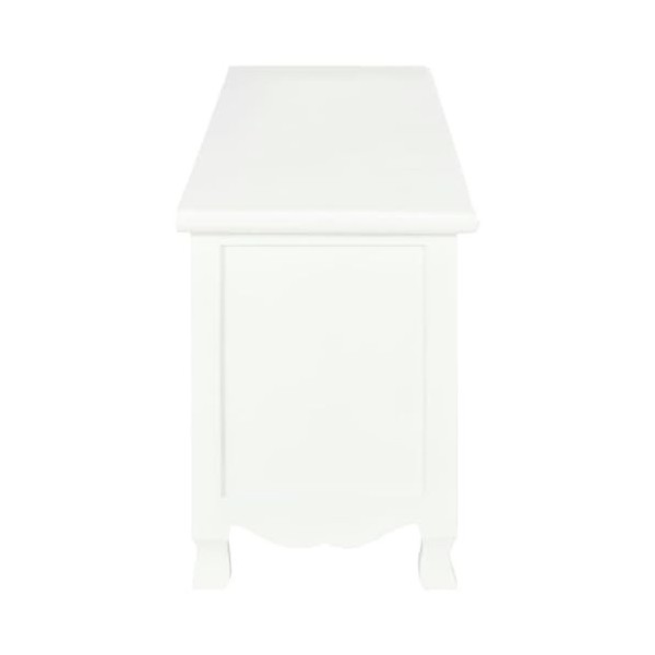 finlon [Meuble TV Moderne] Meuble TV en Bois Blanc – Console multimédia Minimaliste – Centre de Divertissement Contemporain –