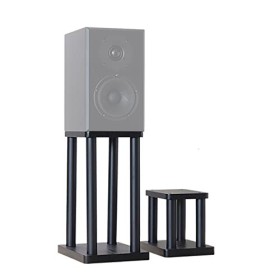 Supports de Haut-parleurs,Bibliothèque en MDF Absorbant Les Vibrations, 4 Montants avec Cadre en Acier à Talons de 3,2 cm, Co