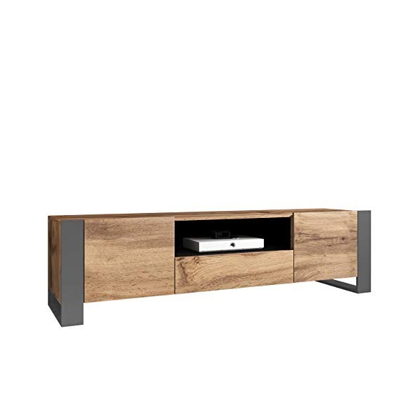 Mirjan24 Armoire TV, Panneau stratifié, Wotan/Anthracite