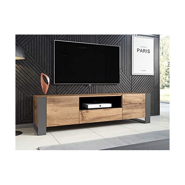 Mirjan24 Armoire TV, Panneau stratifié, Wotan/Anthracite