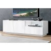 Dmora Meuble TV de salon, Made in Italy, Meuble TV avec 2 portes et 1 tiroir, cm 150x43h46, couleur blanc brillant