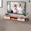 Meuble de télévision Mural en Bois Massif Console TV Meuble TV Étagère Murale Étagère Flottante Rack de Suspension Set Top Bo