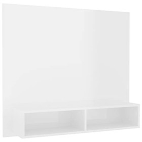 Homgoday Meuble TV mural blanc brillant 102 x 23,5 x 90 cm en aggloméré, meuble TV meuble bas pour TV table de salon, support