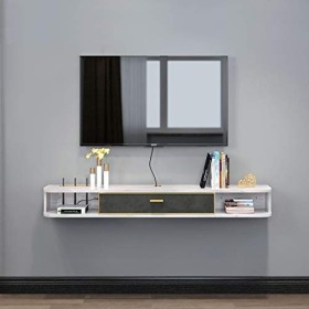 Meuble de télévision Mural Étagère Murale Étagère Flottante Set Top Box routeur Boîte de câble Prise de Courant étagère de Ra