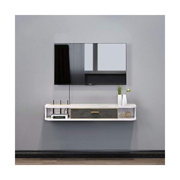 Meuble de télévision Mural Étagère Murale Étagère Flottante Set Top Box routeur Boîte de câble Prise de Courant étagère de Ra