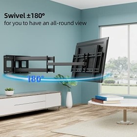 Support mural à bras long pour la plupart des téléviseurs de 42 à 80 pouces, support TV pivotant et inclinable avec bras arti