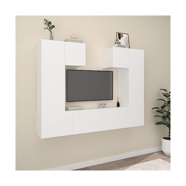 Meuble TV,Étagère TV Flottante, Support de Télévision Flottant Fixé au Mur Centre de Console Multimédia de Divertissement Gra