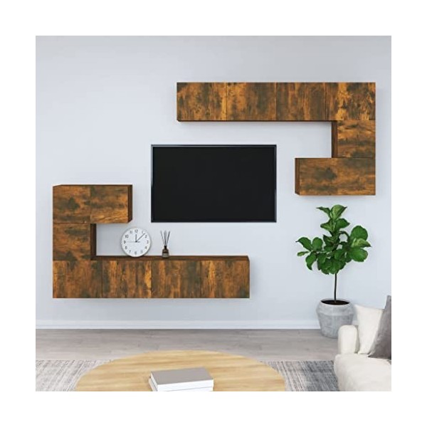 Générique Meuble TV Mural Chêne fumé Bois dingénierie,81.7 KG,3114587, Meubles, Meubles TV