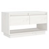 Meuble TV Blanc 74x34x40 cm Bois de pin Massif - Meuble Chambre, Support Télé pour Salon Salle à Manger Chambre, Style Indust