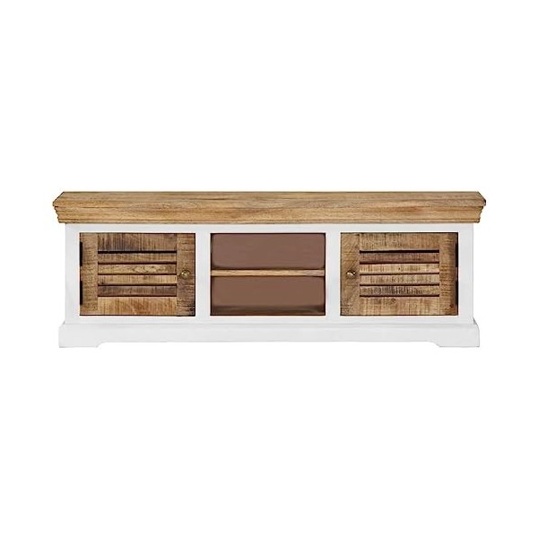 Générique Meuble TV 118 x 30 x 40 cm Bois de manguier Massif, 18.96 kg, 247970, Meubles, Meubles TV