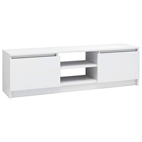 Meuble TV de jardin en bois blanc brillant 120 x 30 x 35,5 cm