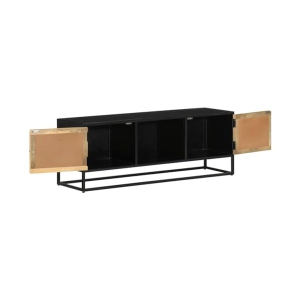 FAMIROSA Meuble TV 110x30x40 cm Bois Massif de manguier et Fer 16.75KG 